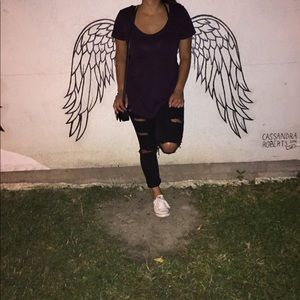 Scoop-neck T-shirt (dark purple)